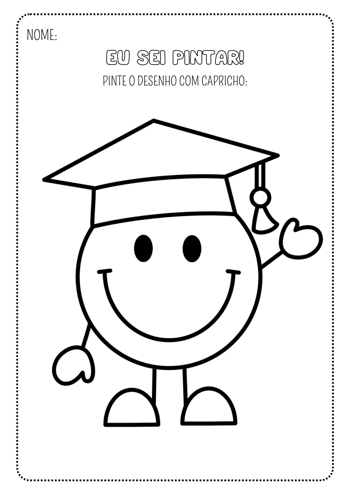 Carinha formanda com capelo — atividade do Super Kit Vamos Pintar