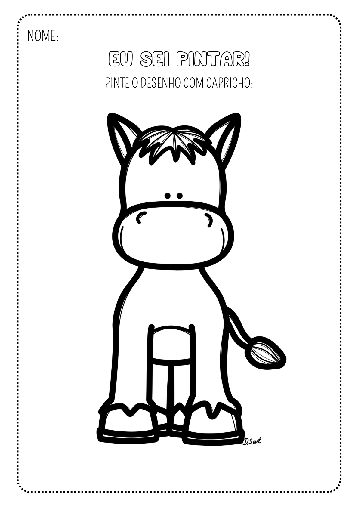 Cavalinho fofo em pé — atividade do Super Kit Vamos Pintar