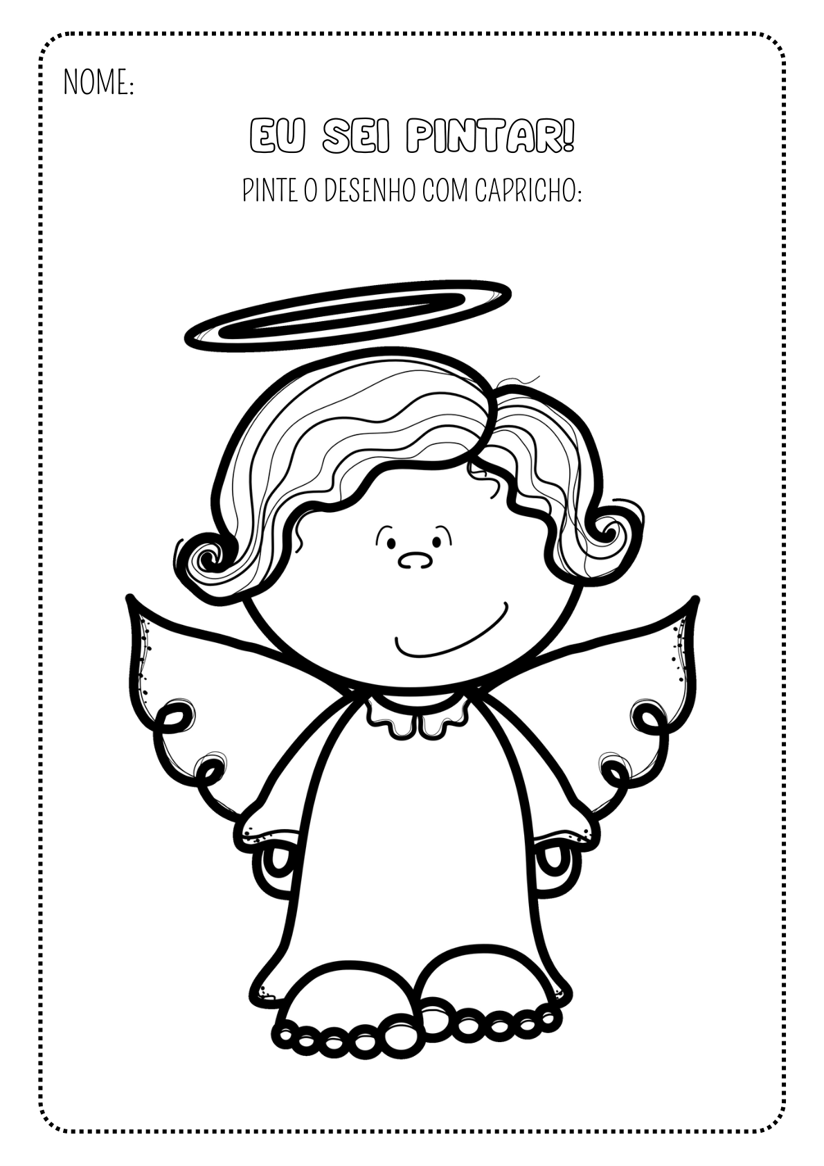 Anjinho com auréola e asas — atividade do Super Kit Vamos Pintar