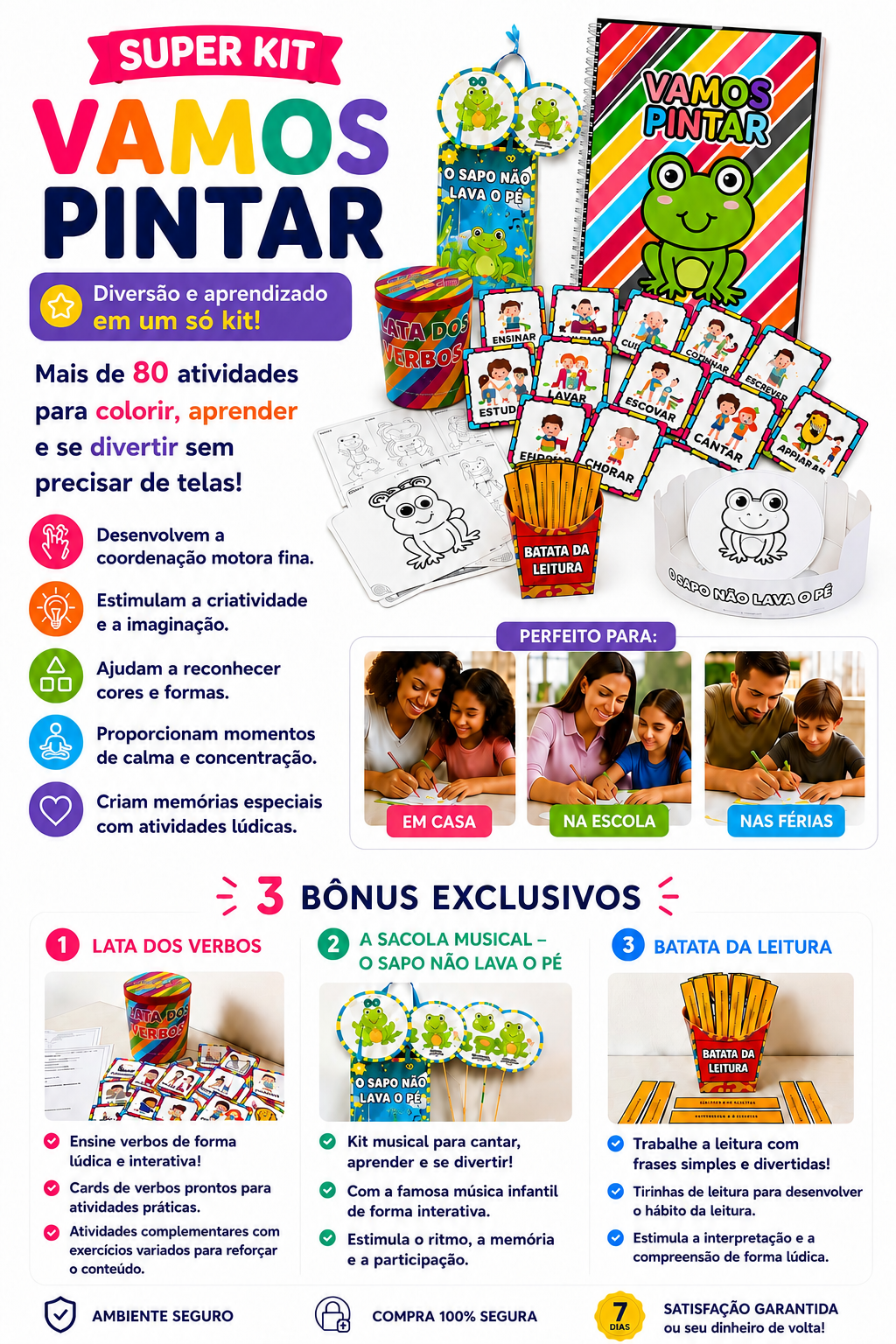 Mockup do Super Kit Vamos Pintar — apostila digital com 80 desenhos pedagógicos infantis para imprimir
